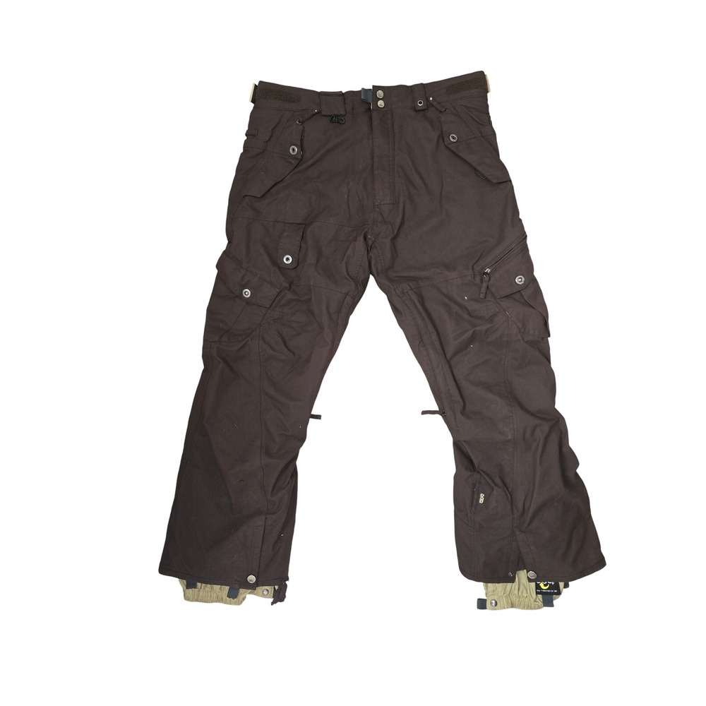 686 Six Eight Six Mens XL Snowboard Pants Brown Cargo Technical Ski Smarty 38x32